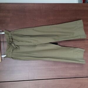 Zara paper bag waist pleated cotton pants